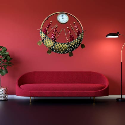 Wooden Flore Unique Multicolor Design Wall Clock Round Handcrafted Handpainted Rajasthani Showpeace Wall Clock 18 * 18 (m165)