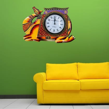 Handicarft Handpainted Royal Rajasthani Wall Clock for Home Decor, Liviving Room Gifted Item (Camel Clock)